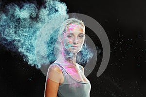 Girl with colored powder