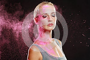 Girl with colored powder