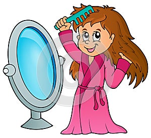 Girl combing hair theme 1