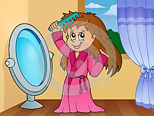 Girl combing hair theme 2