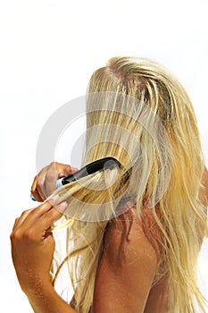 Girl Combing Long Hair