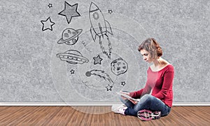 Girl with a computer