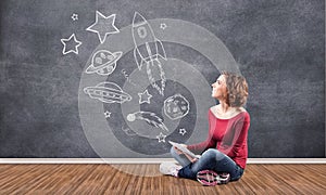 Girl with a computer