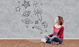 Girl with a computer