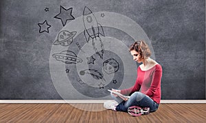 Girl with a computer