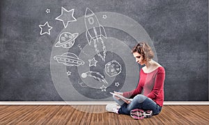 Girl with a computer