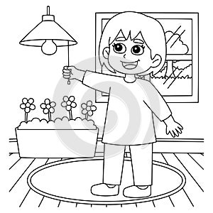 Girl Conserving Energy Coloring Page for Kids