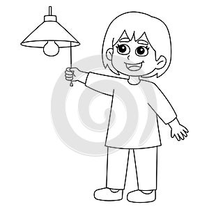 Girl Conserving Energy Isolated Coloring Page photo