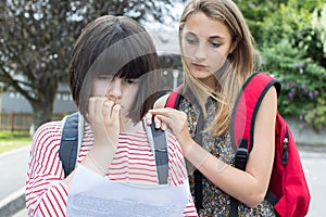 Teenage Girl Consoles Friend Over Bad Exam Result