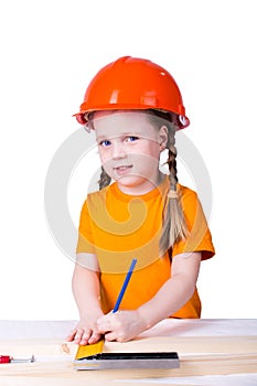 Girl in the construction helmet