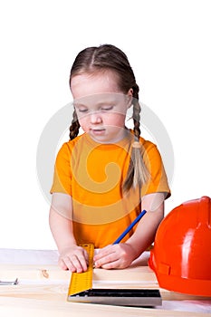 Girl in the construction helmet