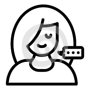 Girl and conversational bubble icon, outline style photo