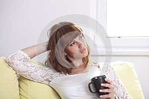 Girl on the couch relaxing