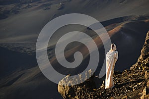 The girl at craters of Haleakala.