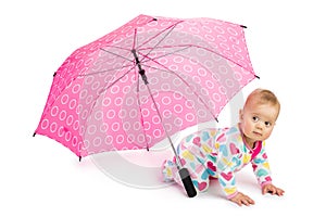 Girl Crawls out of Umbrella