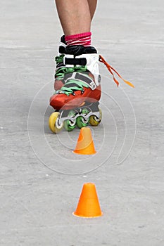 Girl crossing while skating