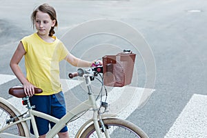 Girl on a crosswalk