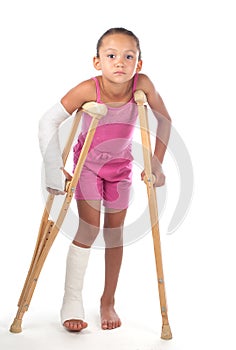 Girl with crutches