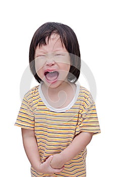 Girl crying over white