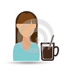 girl cup coffee fresh hot icon graphic