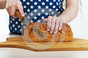Reducir pan un cuchillo 