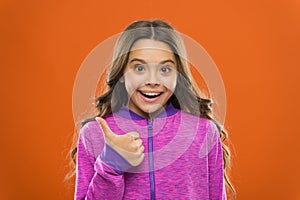 Girl cute child show thumbs up gesture. Gifts your teens will totally love. Kids actually like concept. Kid show thumb