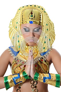 The girl-dancer in a costume of the Pharaoh