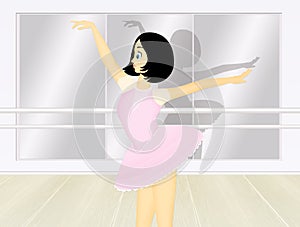 Girl dancing in ballet school