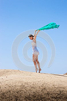 Girl dancing in the wind