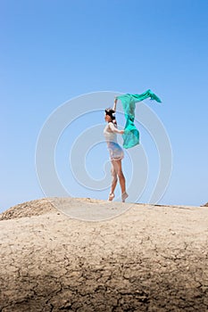 Girl dancing in the wind