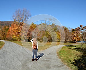 Girl deciding which way to go. photo