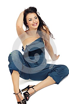 girl in a deflated coverall