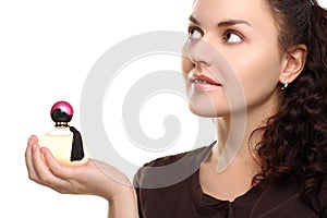 Girl demonstrates the perfumes