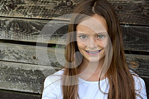 Girl with dental braces