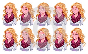 Girl with different expressions