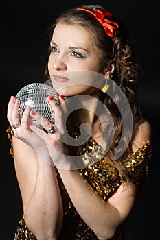 girl with disco ball