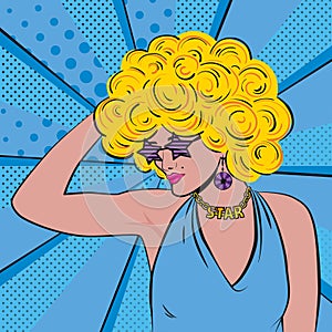 Girl at the disco, vector illustration in pop art style