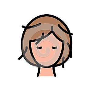 Girl with disheveled hair. Vector isolated icon