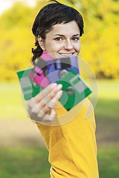 Girl with diskettes