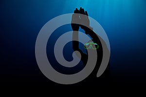 Girl dive underwater