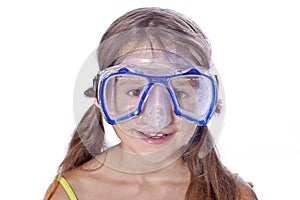 Girl with diving equipment