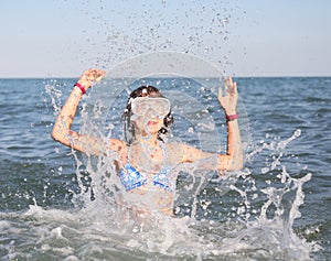 Girl with diving mask