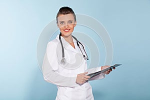 Girl doctor with folder and a stethoscope