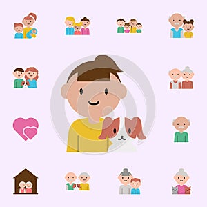 girl, dog cartoon icon. family icons universal set for web and mobile