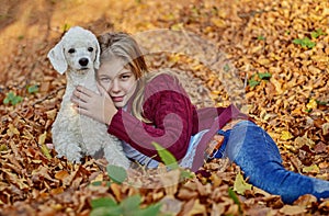 Girl with dog in the park