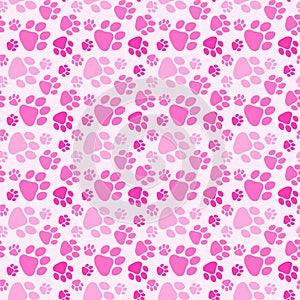Girl Dog Paw Prints Seamless Background