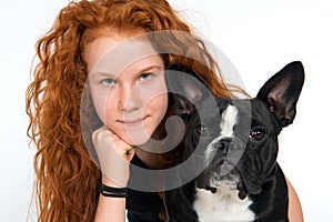 Girl with dog photo