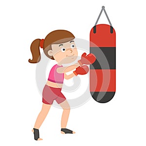 girl doing boxing with a punching bag exercise