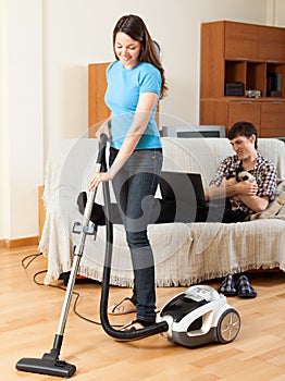 Girl doing home cleaning