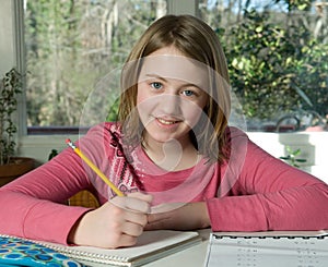 Girl doing homework